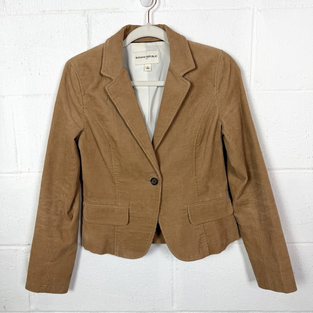 Banana Republic Corduroy Blazer Tan Y2K‎ Lined Academia Heritage Office Preppy 2